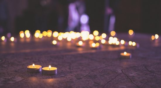 tea light candles lit