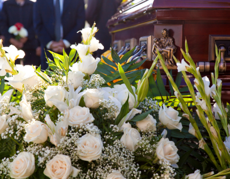 funeral flowers - white roses