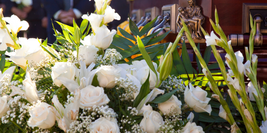 funeral flowers - white roses